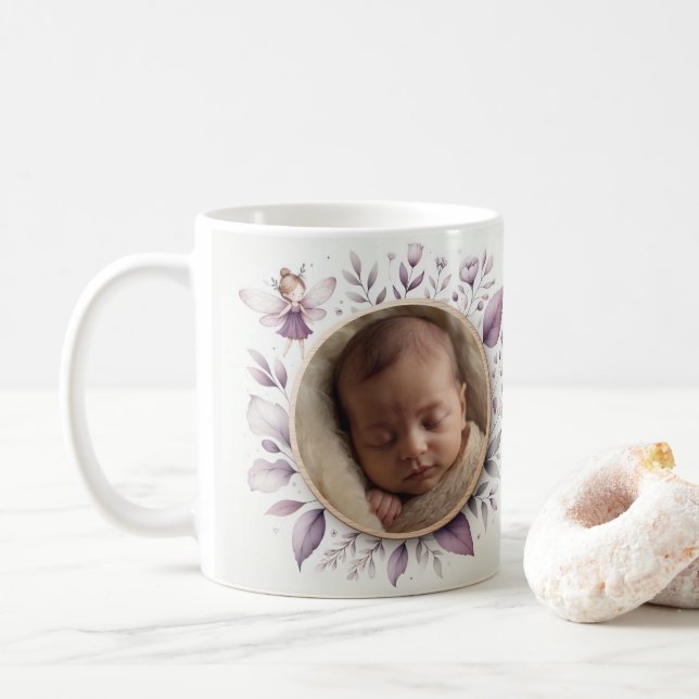 Caneca De Café Mug personalizável com quadro de fada para fotogra (Com Donut)