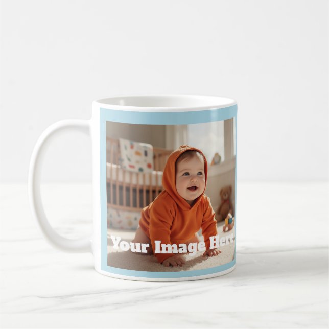 Caneca De Café Mug Personalizável do Azul do Céu Moderno (Esquerda)