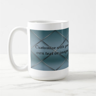 Caneca De Café Mug Personalizável - Padrão de Trellis Fundo Azul