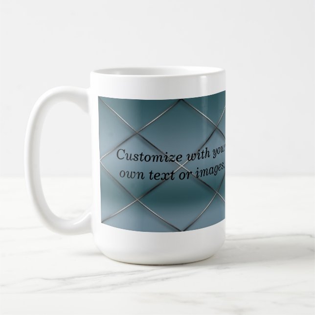 Caneca De Café Mug Personalizável - Padrão de Trellis Fundo Azul (Esquerda)