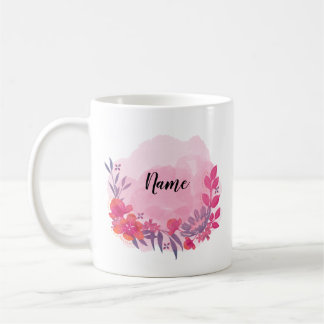 Caneca De Café Mug personalizável, rosa e floral