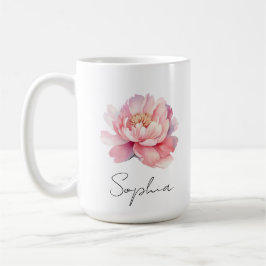 Caneca De Café Mug personnalisé Pivoine Aquarelle Rose 