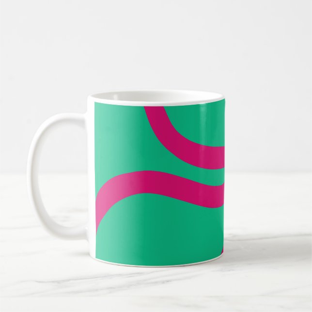 Caneca De Café Mug – Pink Lines on Green (Esquerda)