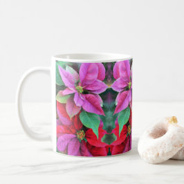 Caneca De Café Mug Pink & Red Poinsettias