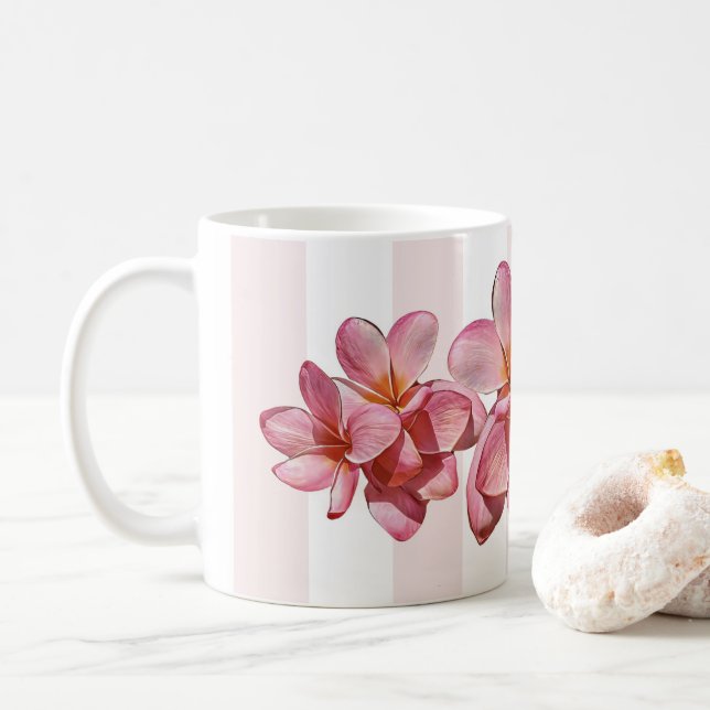 Caneca De Café Mug - Plumeria Rosa (Com Donut)