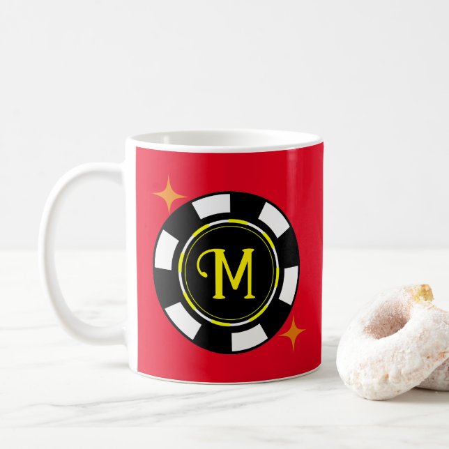Caneca De Café Mug - Poker Personalizado (adicionar inicial) (Com Donut)