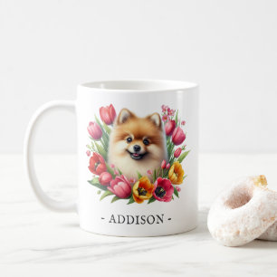 Caneca De Café Mug Pomeraniano Personalizado com Modelo de Nome