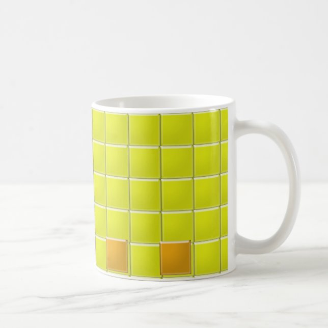 Caneca De Café Mug - Quadrados de mosaico em amarelo (Direita)