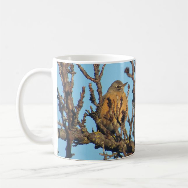 Caneca De Café Mug - Robin nos ramos nus (Esquerda)