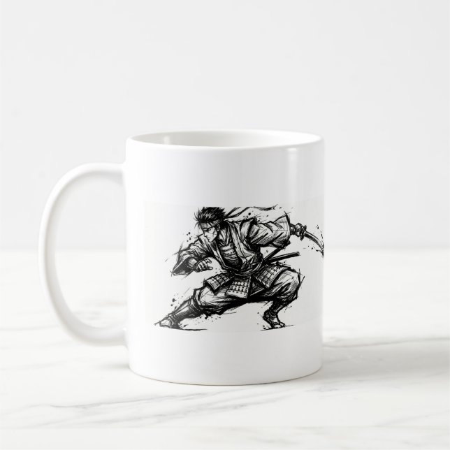 Caneca De Café Mug Samurai Japonais Encre de Chine  (Esquerda)
