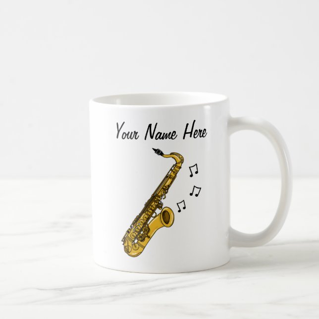 Caneca De Café Mug Saxofone Personalizado Mug Saxofonista Present (Direita)