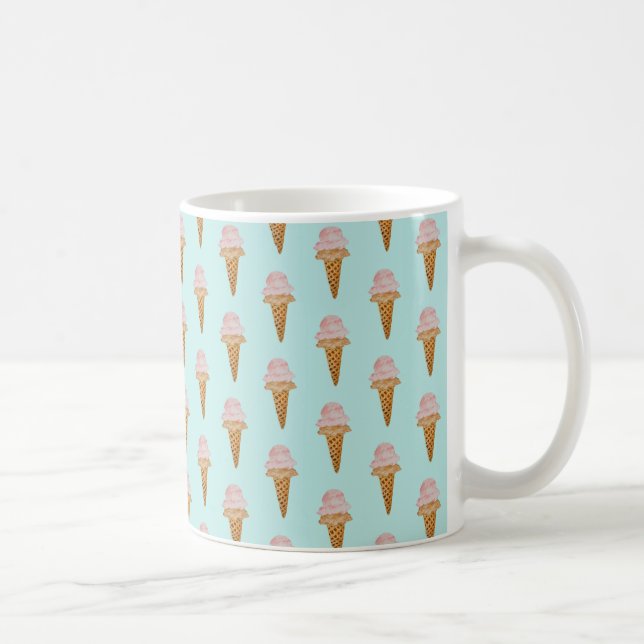 Caneca De Café Mug Sorvete de aquarela (turquesa) (Direita)