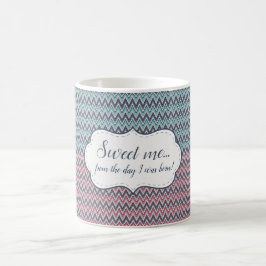 Caneca De Café Mug Sweet me Cinza-Red-Mint Chevron
