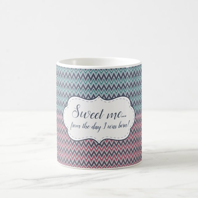 Caneca De Café Mug Sweet me Cinza-Red-Mint Chevron (Centro)