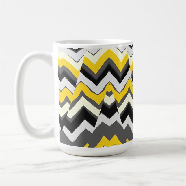 Caneca De Café Mug, um clássico design de padrão zigzag multicolo (Esquerda)
