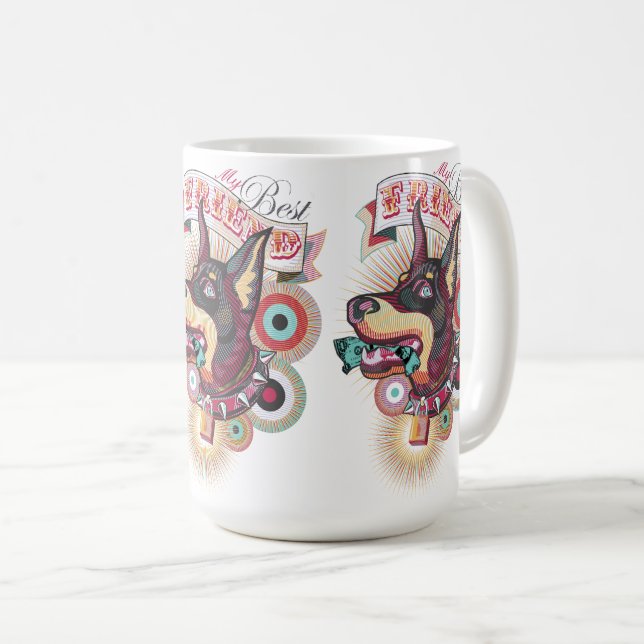 Caneca De Café Mug – Urban Loyalty Doberman Pop-Art Design (Frente Esquerda)