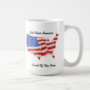 Caneca De Café Mug USA Flag Deus abençoe America