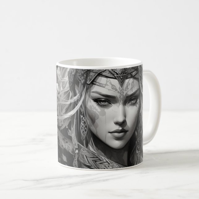 Caneca De Café Mug - Viking Feminino (Frente Esquerda)