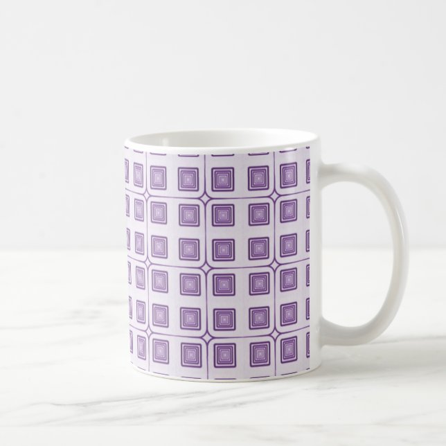 Caneca De Café Mug, Violeta, Quadrados De Charme Retroativo (Direita)