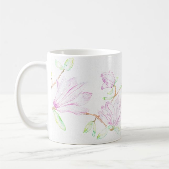 Caneca De Café Mug Watercolor Magnolias (Esquerda)