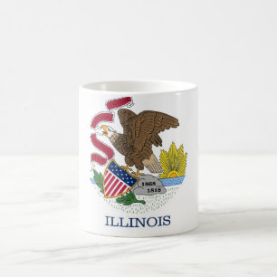 Caneca De Café Mug with Flag of Illinois State - EUA
