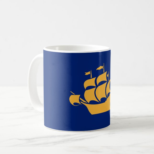 Caneca De Café Mug with Flag of Quebec City, Canada (Frente Esquerda)