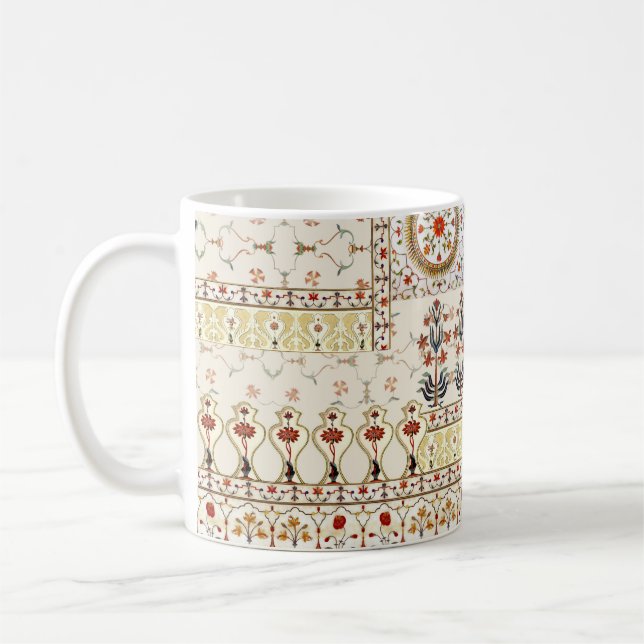 Caneca De Café Mughal Floral Paisley: Elegância Digital Étnica. (Esquerda)