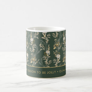 Caneca De Café Mugs de Mensagens Personalizadas Floral Verde e Do