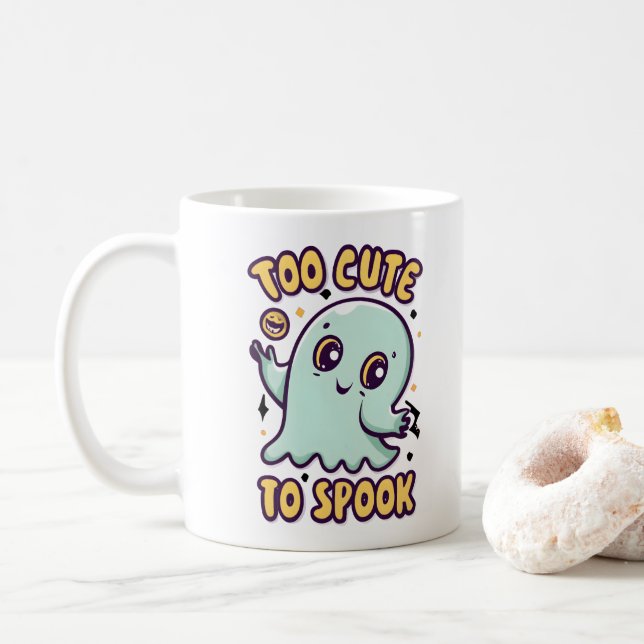 Caneca De Café Muito Bonito Para Falar Fantasma Bonita Do Dia Das (Com Donut)