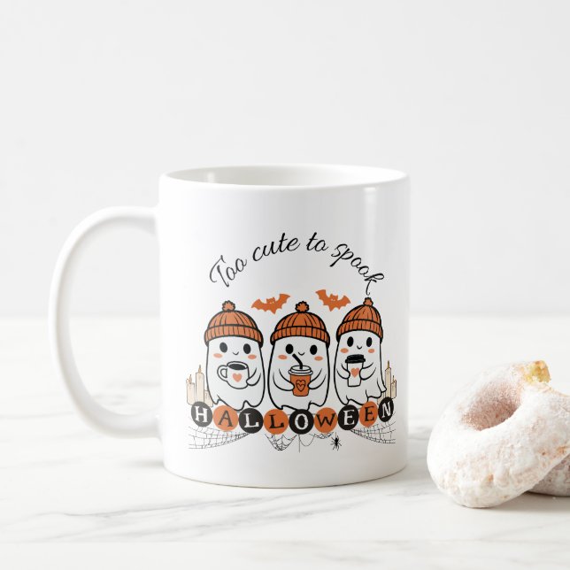 Caneca De Café Muito bonito para "Spook Halloween Ghosts Mug" (Com Donut)