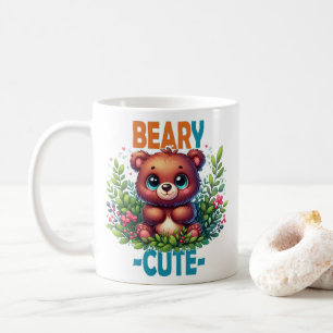 Caneca De Café Muito Fofo. Urso de pelúcia desenho animado sorrin