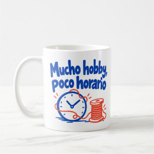 Caneca De Café Muito hobby, pouco horário: relógio e carretel