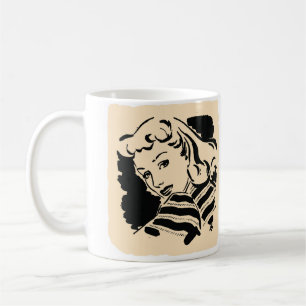 Caneca De Café Muito Legal Mulher Vintage Esboço Café Mug