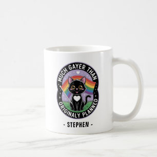 Caneca De Café Muito Mais Gayer - Orgulho LGBTQ de Gato Negro Eng