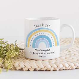Caneca De Café Muito Obrigado Doodle Azul Arco-íris Professor Inc