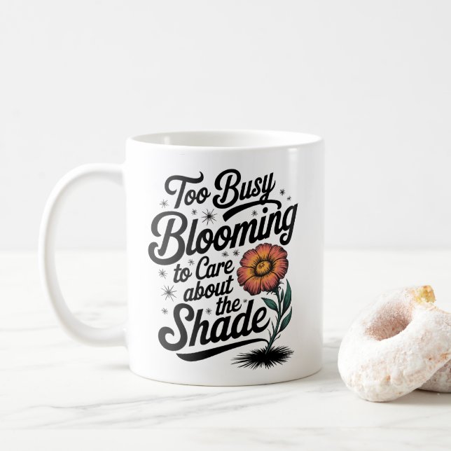 Caneca De Café Muito Ocupado - Design de Flor Quirky (Com Donut)