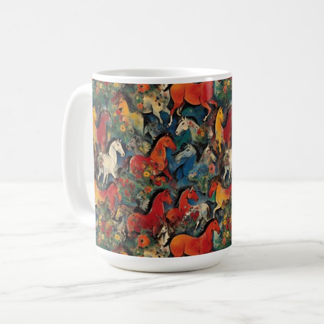 Caneca De Café Muitos Cavalos I (Frente Esquerda)