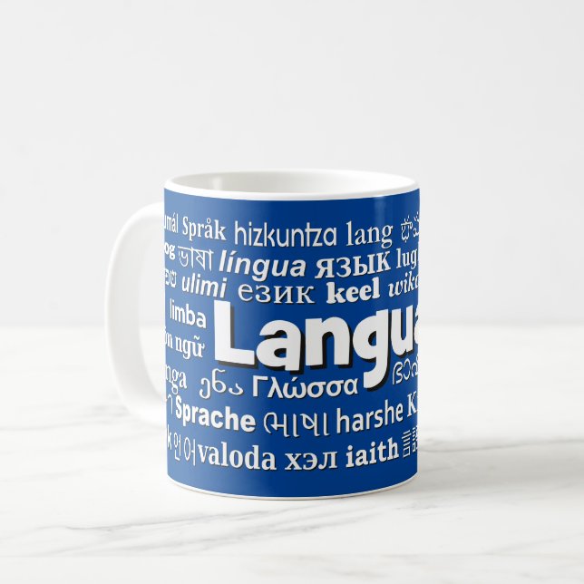 Caneca De Café Muitos idiomas (Frente Esquerda)