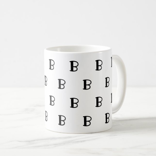 Caneca De Café Muitos Monogramas Padrão de Letra Negrito Personal (Frente Esquerda)