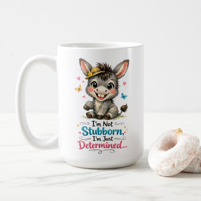 Caneca De Café Mula Teimosa Fofa  (Com Donut)