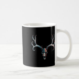 Caneca De Café Mule Deer Hunting - Bandeira Americana No Crânio D