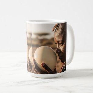 Caneca De Café Mulher Africana com Ovo de Avestruz