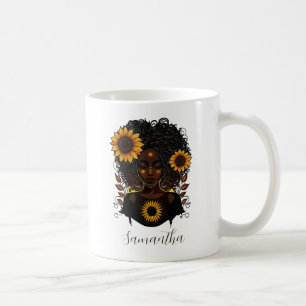 Caneca De Café Mulher Afro Rainha Sunflower