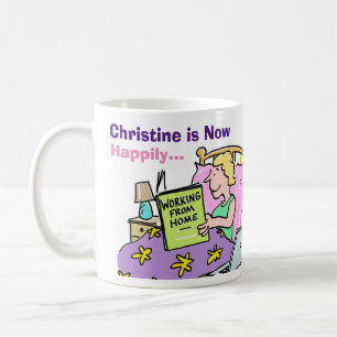 Caneca De Café Mulher agora está trabalhando de casa