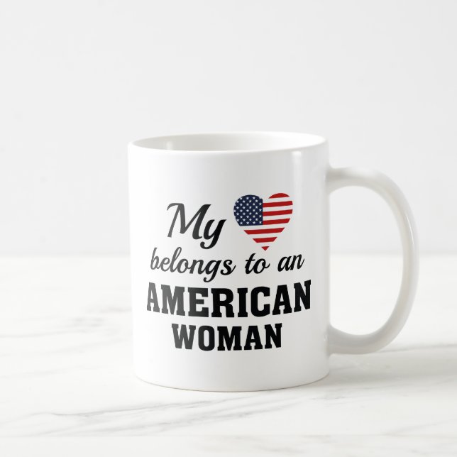 Caneca De Café Mulher Americana do Coração (Direita)
