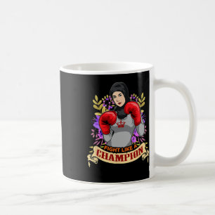 Caneca De Café Mulher Árabe Empoderada com Hijab Boxe Kickboxing