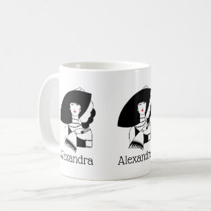 Caneca De Café Mulher Art Déco com Luvas e Chapéu Grande RL
