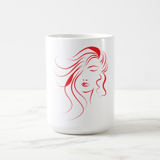 Caneca De Café Mulher: Arte da Linha do Rosto (Centro)