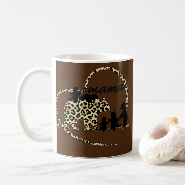 Caneca De Café Mulher Bonita Trendy Mamãe Ursa 5 Filhos Mamãe Che (Com Donut)