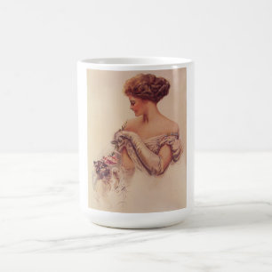 Caneca De Café Mulher bonito segurando um Kitten (por Harrison Fi
